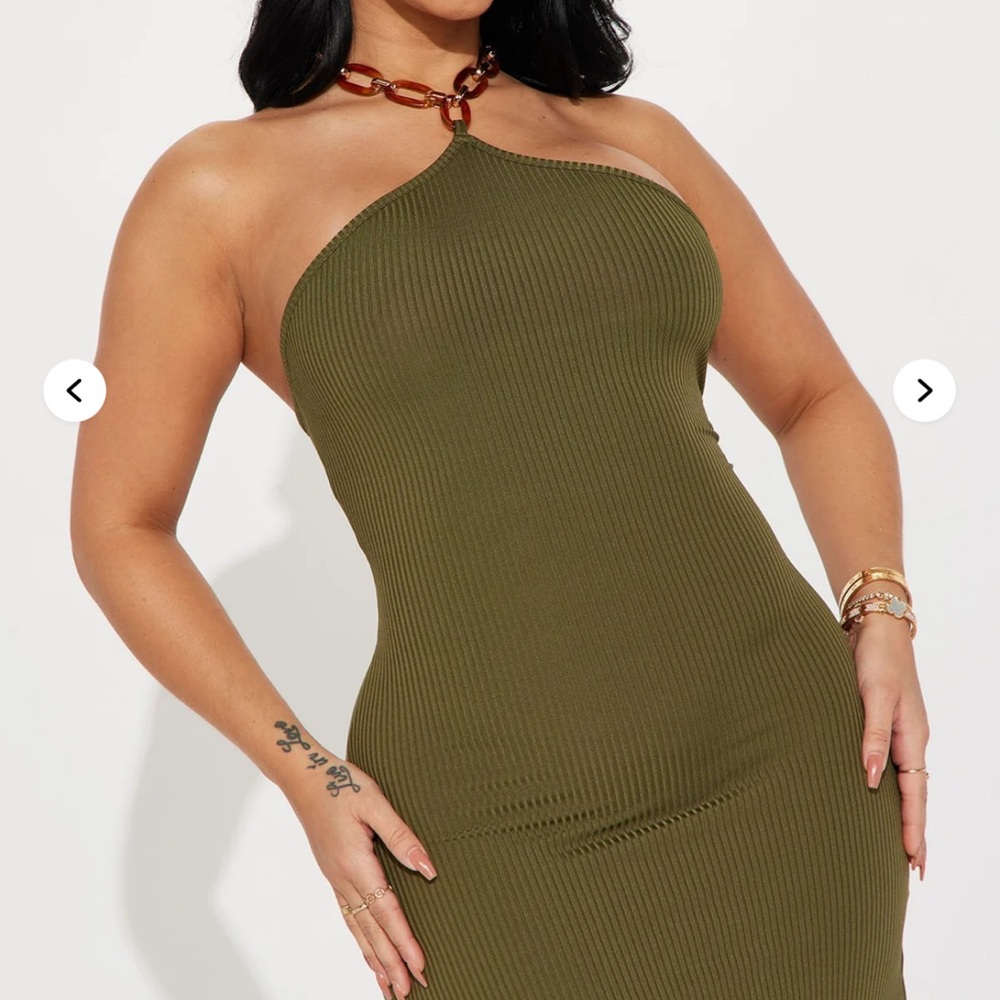 New Fashion Nova Strapless Olive Dress